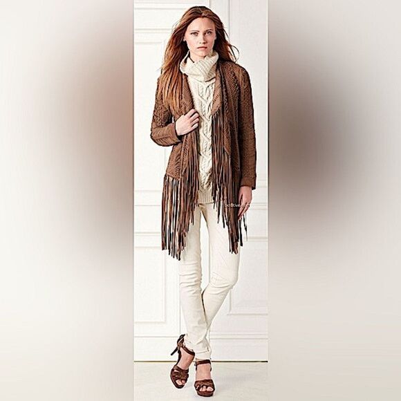 Ralph Lauren ~ Collection Made In Italy Helene Fringed Goat Suede Jacket - Picture 4 of 16